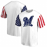Men's Milwaukee Brewers Fanatics Branded Stars & Stripes T-Shirt White FengYun,baseball caps,new era cap wholesale,wholesale hats